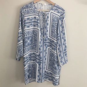 Olivaceous | Geometric Paisley Pattern Shift Dress